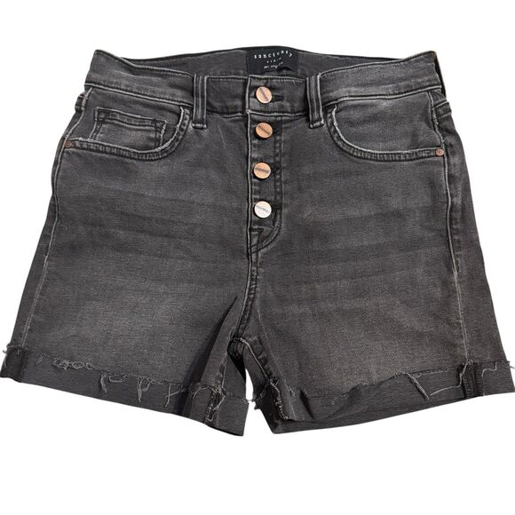 Sanctuary Denim Shorts Women's Size 27 Black High Rise Cuffed Button Fly Pockets - Picture 1 of 8